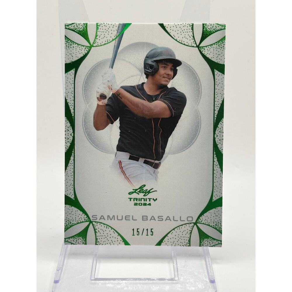 2024 Leaf Trinity Samuel Basallo Green Parallel 15/15 SP Baltimore Orioles